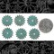 Verdigris Finished Brass 20mm Floral Patterned Etched Steampunk Solid Wheels Gears Charms - Set of Six - V-PG05